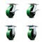 Service Caster 6 Inch Green Poly on Cast Iron Caster Set with Roller Bearing 2 Brakes 2 Rigid SCC-35S620-PUR-GB-SLB-2-R-2 - alternate 1